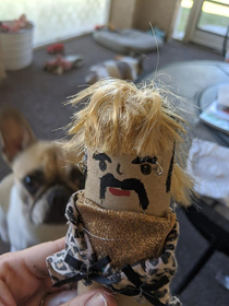 Finished product of my toilet paper roll Joe Exotic doll Took about  mins Going To do Carole next