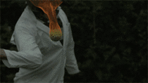 Flaming tennis ball in slow motion