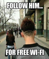 Follow him for free Wi-fi