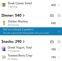 Food tracker app compliment or passive aggressive judgement 