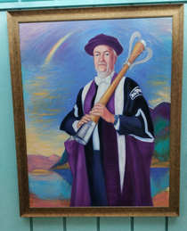 Found a painting of the guy who invented the giant pepper grinder