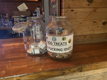 Found at a bar in Houston i can only imagine how many people ate one before this sign kindly informed them they were for doggos