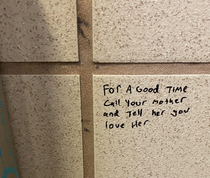 Found in a rest area bathroom stall along I- More uplifting than your average bathroom graffiti