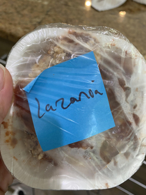 Found in the freezer How my mom spells lasagna