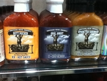 Found these funny hot sauces in Nashville