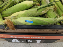 Found these stickers on the corn at Walmart