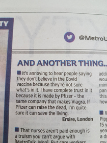 Found this gem in todays paper Metro UK