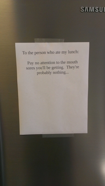 Found this on the fridge at work Im pretty concerned for a fellow coworker