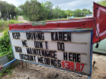 Found this sign outside a store right next to Colorado Bend State Park in Texas