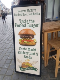 Found this subtle burger sign on a street in the Netherlands