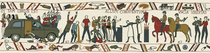 Friday night pub at closing time in the style of the Bayeux Tapestry