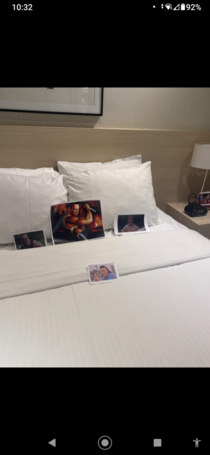 friend asked hotel to put a picture of van dam on his bed they didnt disappoint