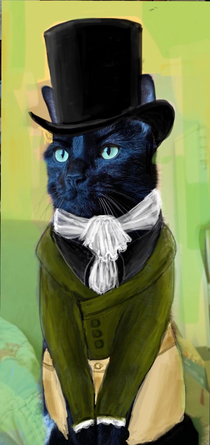 Friend has been passing time by transforming pics of my cats into various movie characters Here is the dapper Mr Darcy