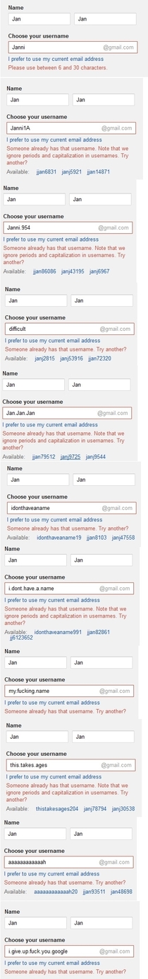 Friend tried to register for his very first gmail account today