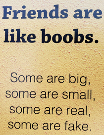 Friends are like boobs