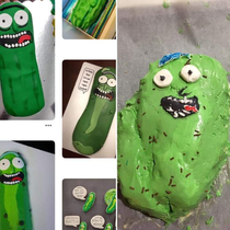 Friends attempt at a Pickle Rick cake didnt go exactly to plan