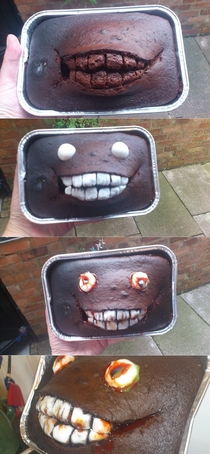 Friends cake cracked in the oven I think she dealt with it well 