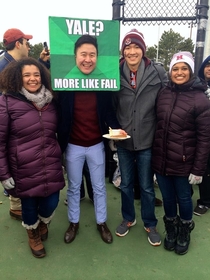 Friends dad during the Harvard vs Yale football game