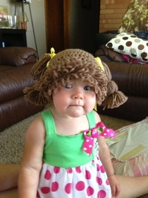 Friends daughter wearing a cabbage patch wig