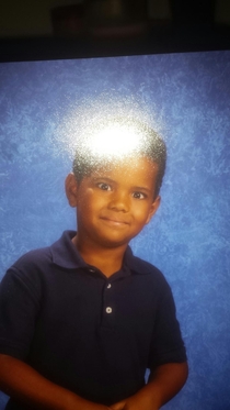 Friends little brother was told not to blink during school picture day