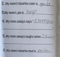 From a Mothers Day assignment at school