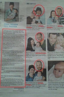 From a Swedish paper Newborn-section One guy had one terrific weekend  nine months earlier