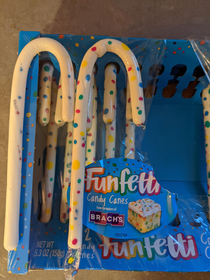 Funfetti candy canes unwrapped