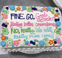 Funny going away cake for coworker