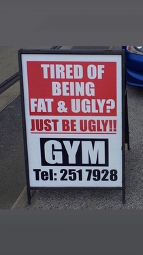 Funny Gym Sign Outside the Gym
