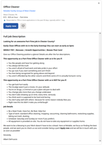 Funny job posting I found on indeed near where I live Primarily the NOT for you section I seriously hope I get this job