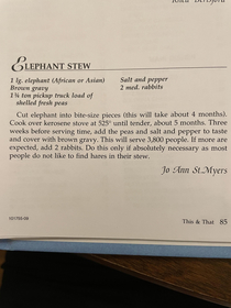 Funny recipe at the end of a serious recipe book