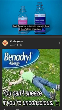 Funny thing is its on a video about Benadryl overdse