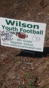 Funny youth football sign I found