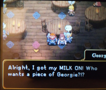 GEORGIES GOT HIS MILK ON