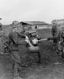 German soldiers fooling around 