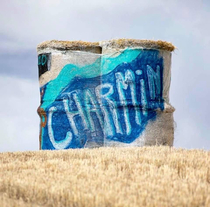 Giant hay bales outside Bozeman MT