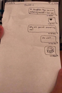 Girl got her phone taken away by her parents and her dad slid this under her door