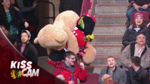 Giving a teddy bear on Kiss Cam
