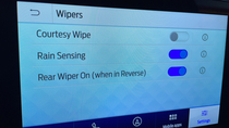 Going through the settings on my new car found that it offers a courtesy wipe Bonus