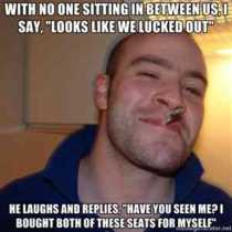 Good guy obese airplane passenger