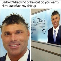 Good thing he works in dentistry and not hair