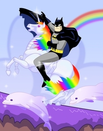 Googled Batman on a unicorn I dont know why but Im glad I did