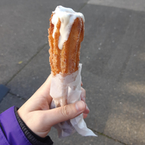 Got a Jumbo Churro with white chocolate sauce I did not think this through