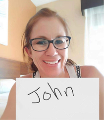 Got a message scammer Told her if she wanted to talk she had to write my name on a piece of paper and send a selfie of her holding it No problem dear