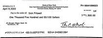 Got a Nigerian scammer to send me a check made out to Dick Fitzwell