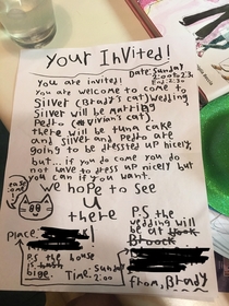 Got invited to a wedding by the neighbor kid