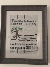 Got my mom to stitch this for me after seeing it here a while back
