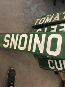 Got some old produce signs in at work Didnt sleep last night and took way to long to figure out what snoino meant
