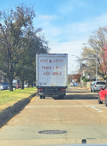 Got stuck behind this mobile bathroom wall in traffic today