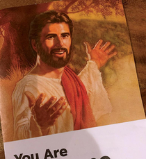 Got this flyer on my door - Im not a religious man but Im pretty sure Jesus isnt supposed to look like a Jiffy Lube manager from 